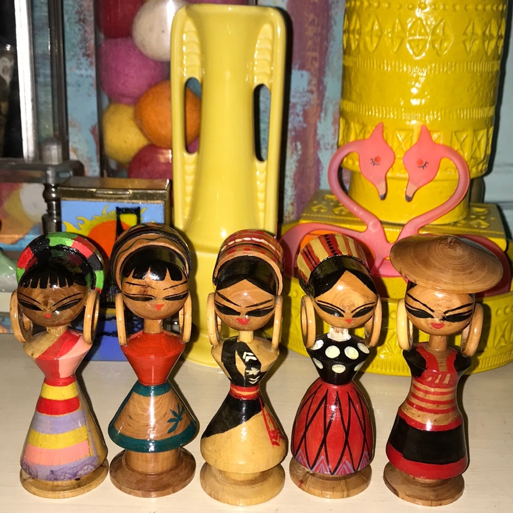 Handmade vintage wooden dolls